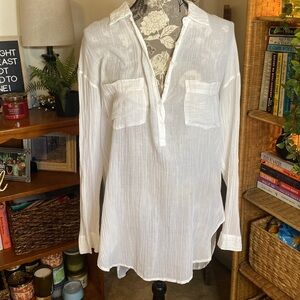 Aerie Gauze Collared Button Up Blouse